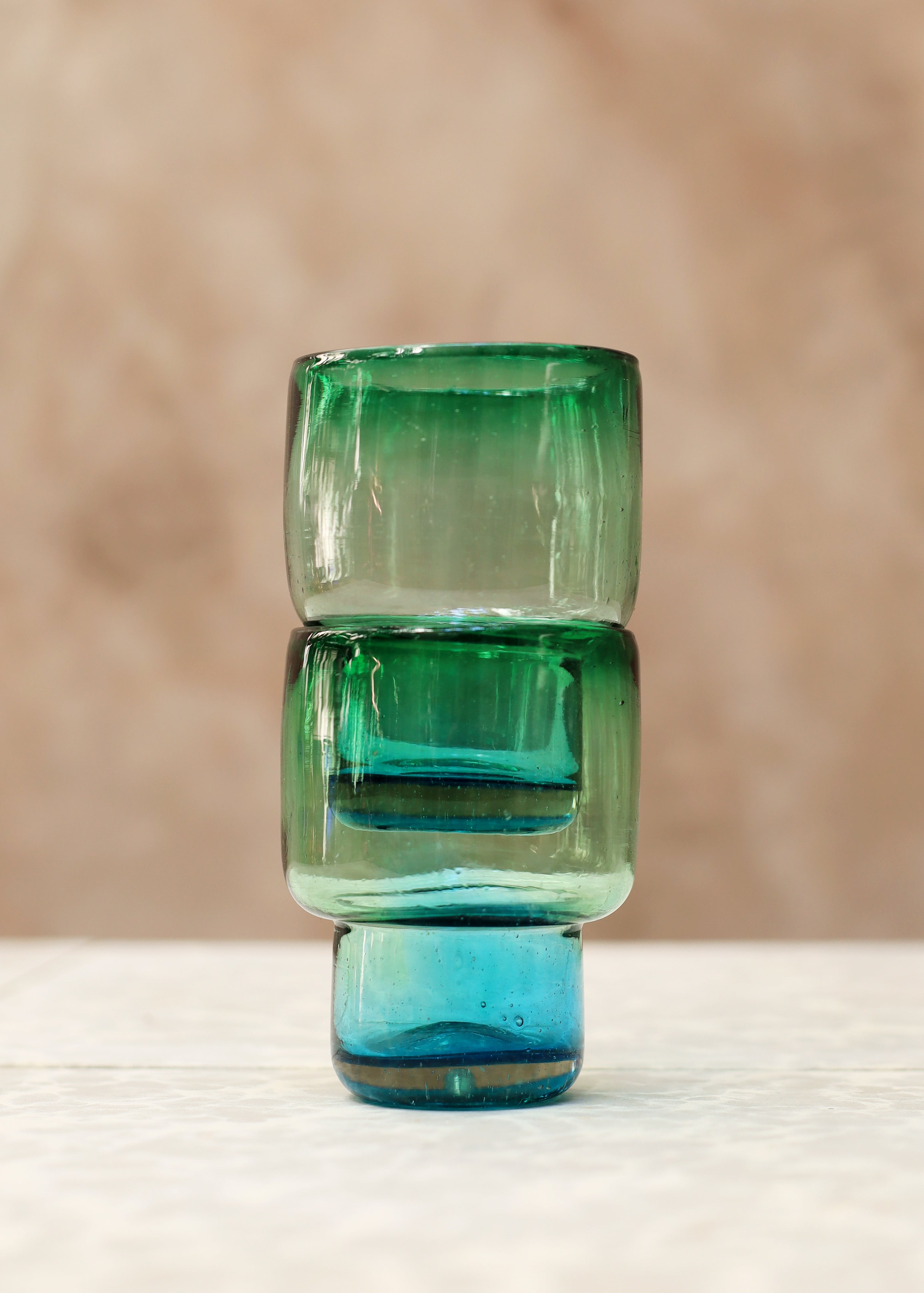 Ombré Stacking Glass Tumbler - Sea - 10 ounces - 300 ml