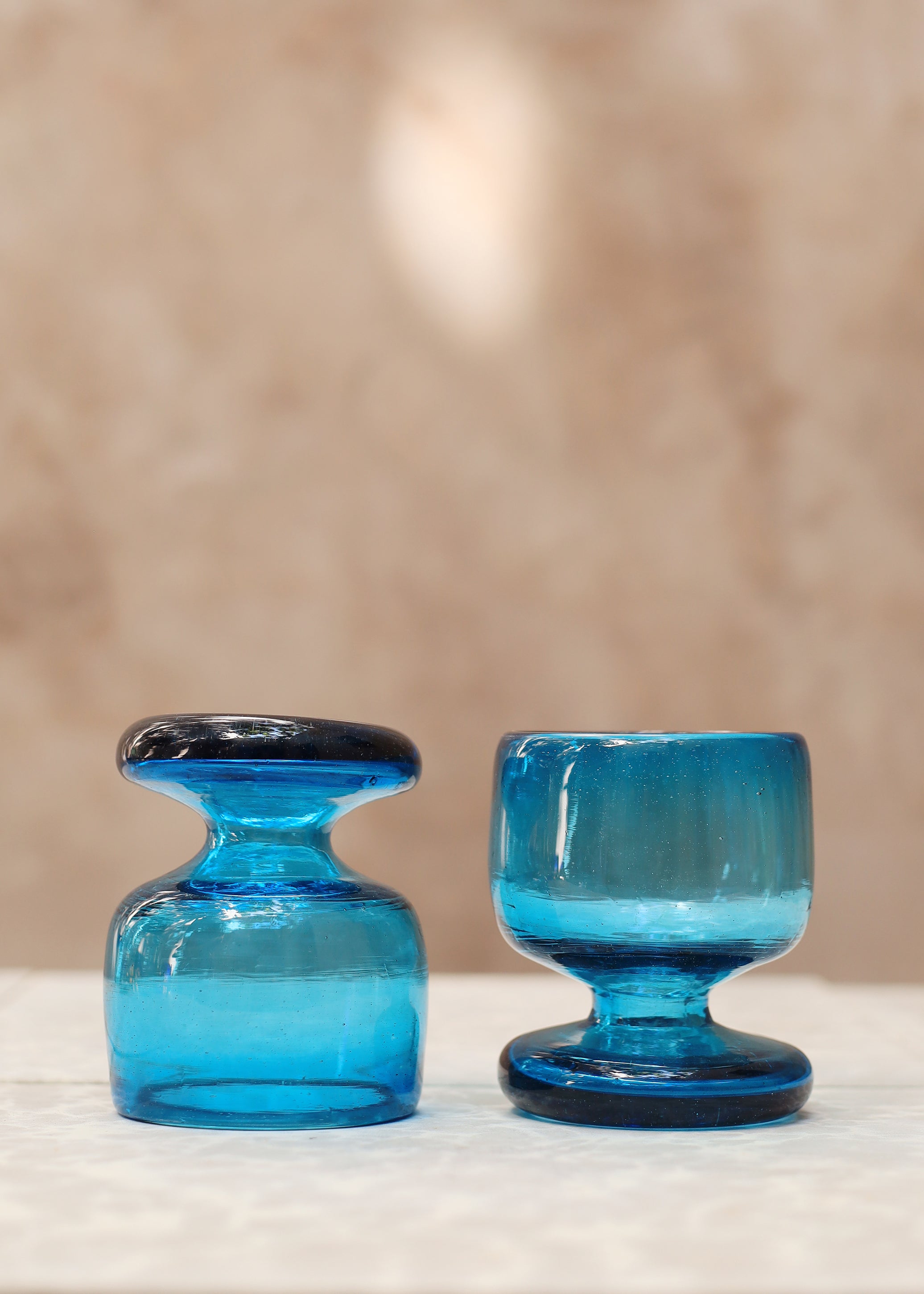 Hand Blown Glass Copa - Turquoise - 8 ounces - 250 ml
