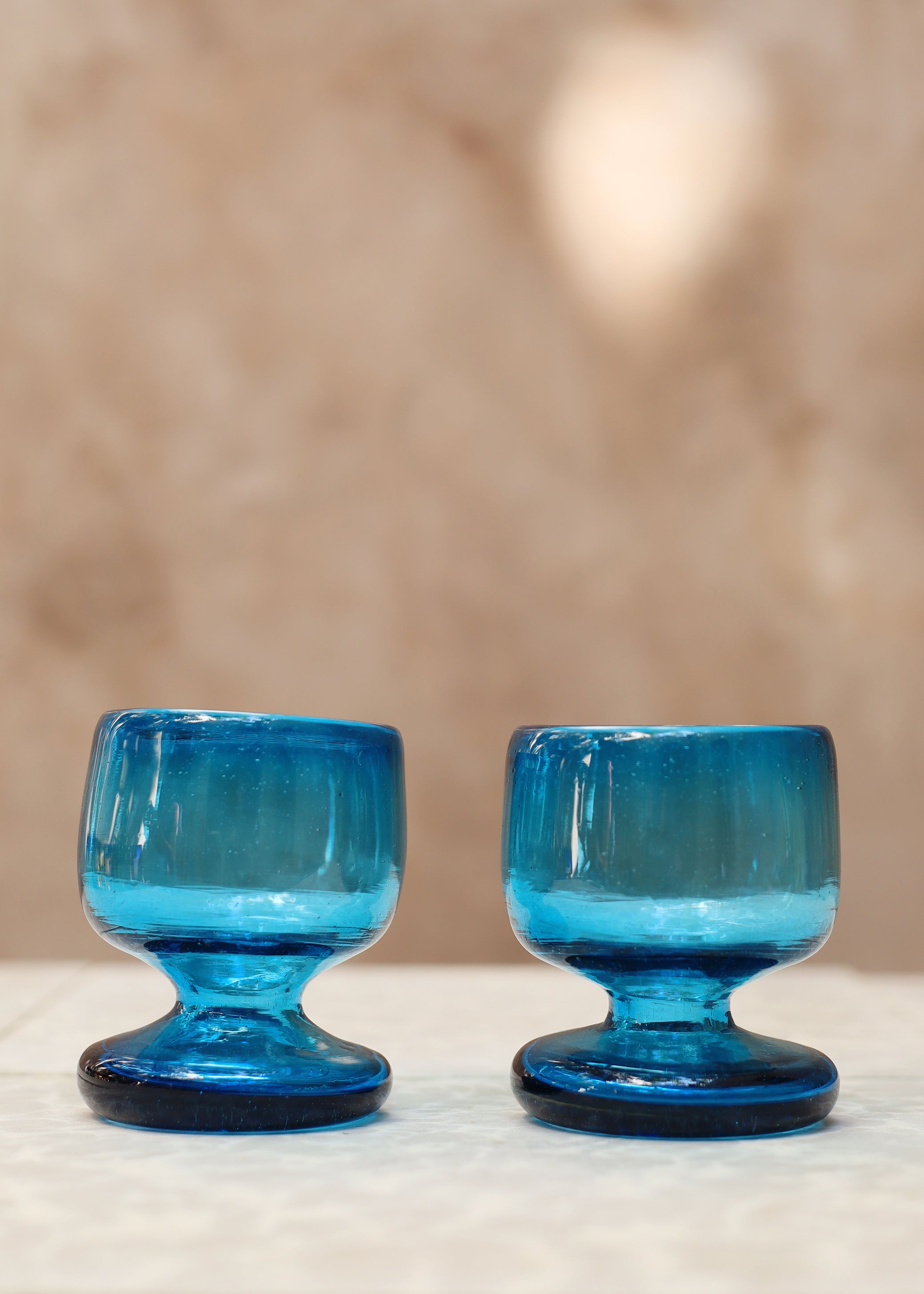 Hand Blown Glass Copa - Turquoise - 8 ounces - 250 ml