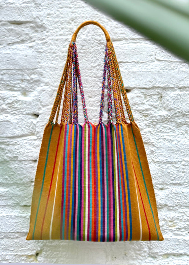 Las Rayas Tote - Gold with Rainbow Stripe