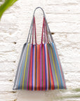 Las Rayas Tote - Grey with Rainbow Stripe