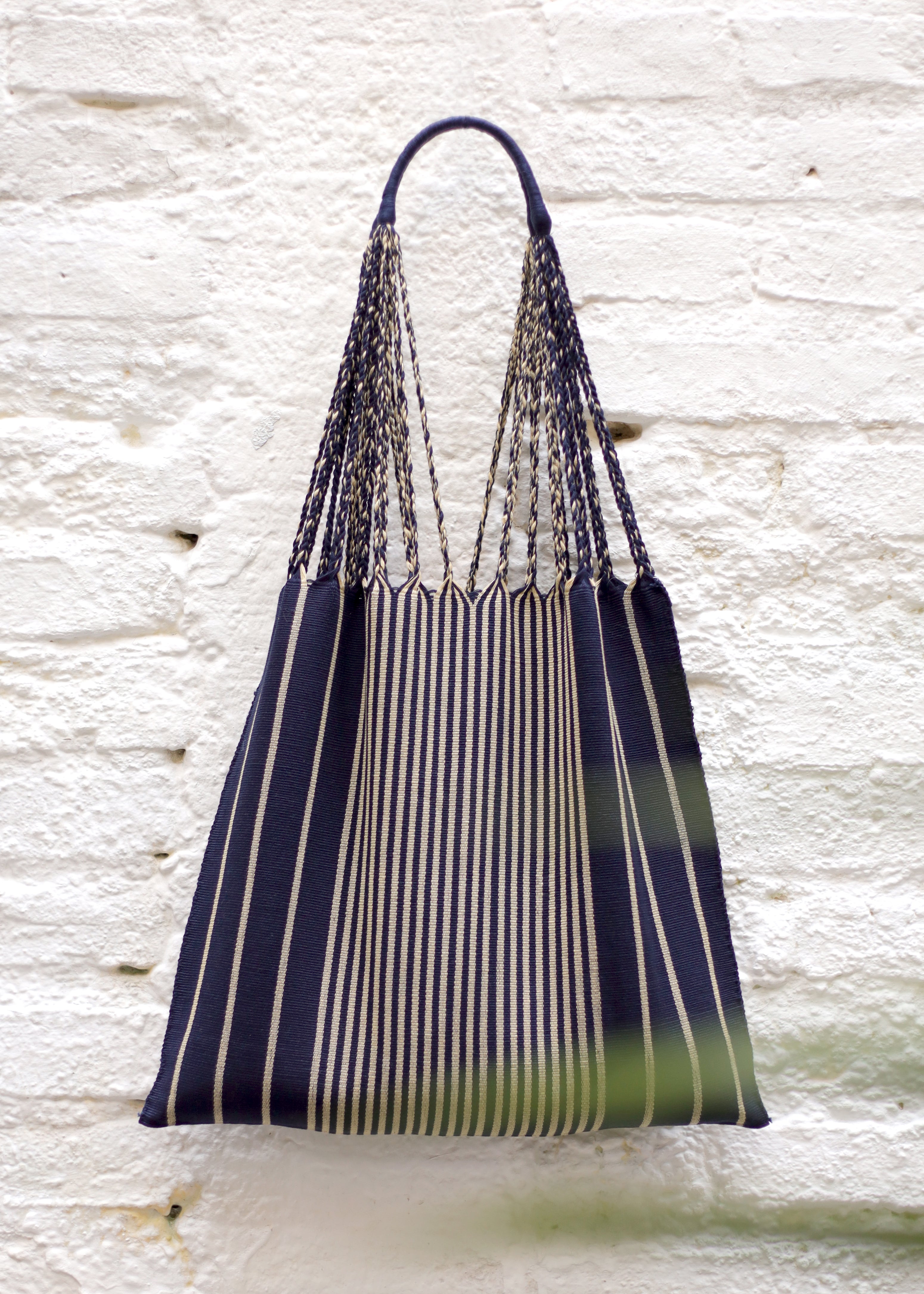 Hand Woven - Las Rayas Tote - Navy Blue