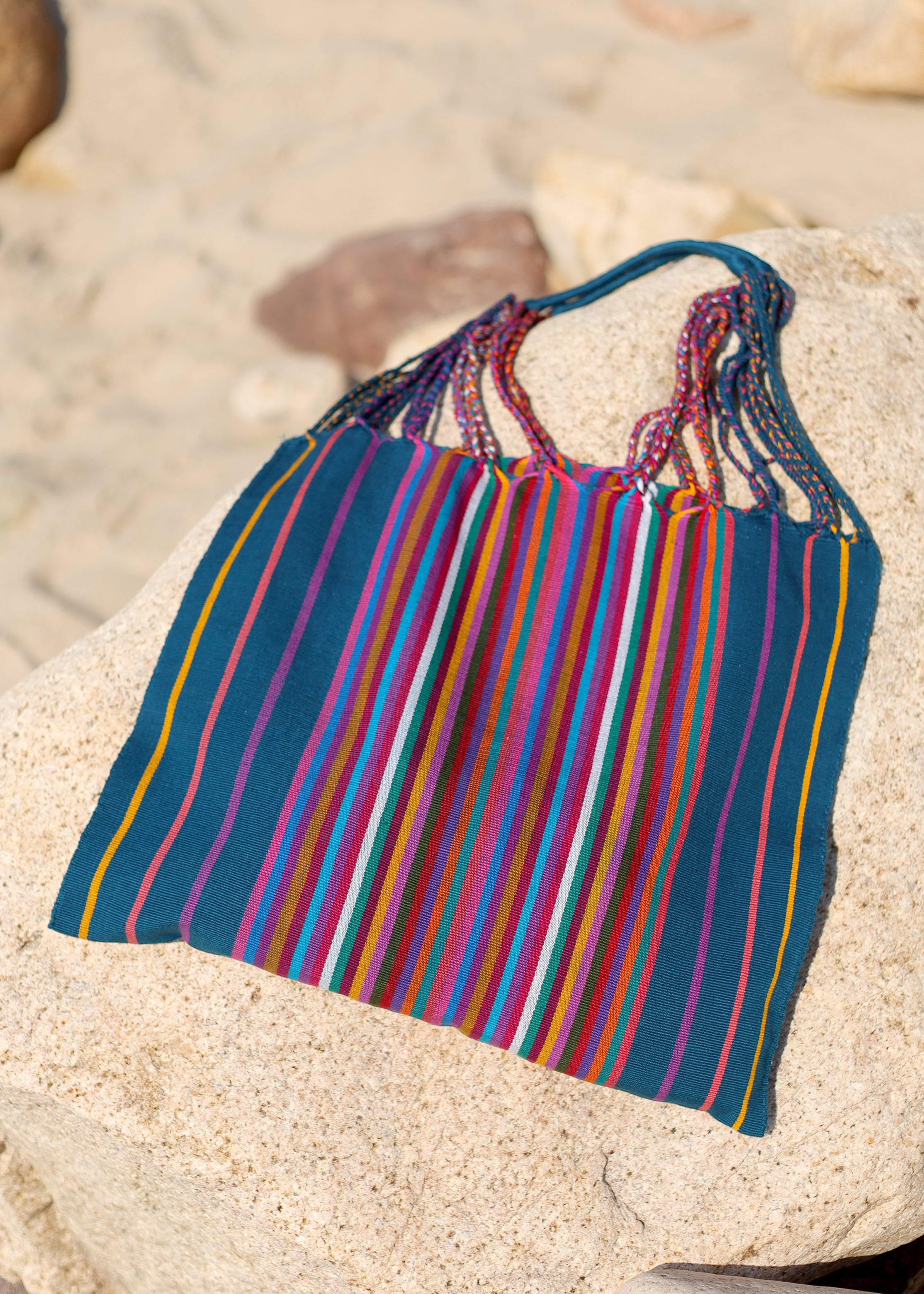 Las Rayas Tote - Verdoso with Rainbow Stripe