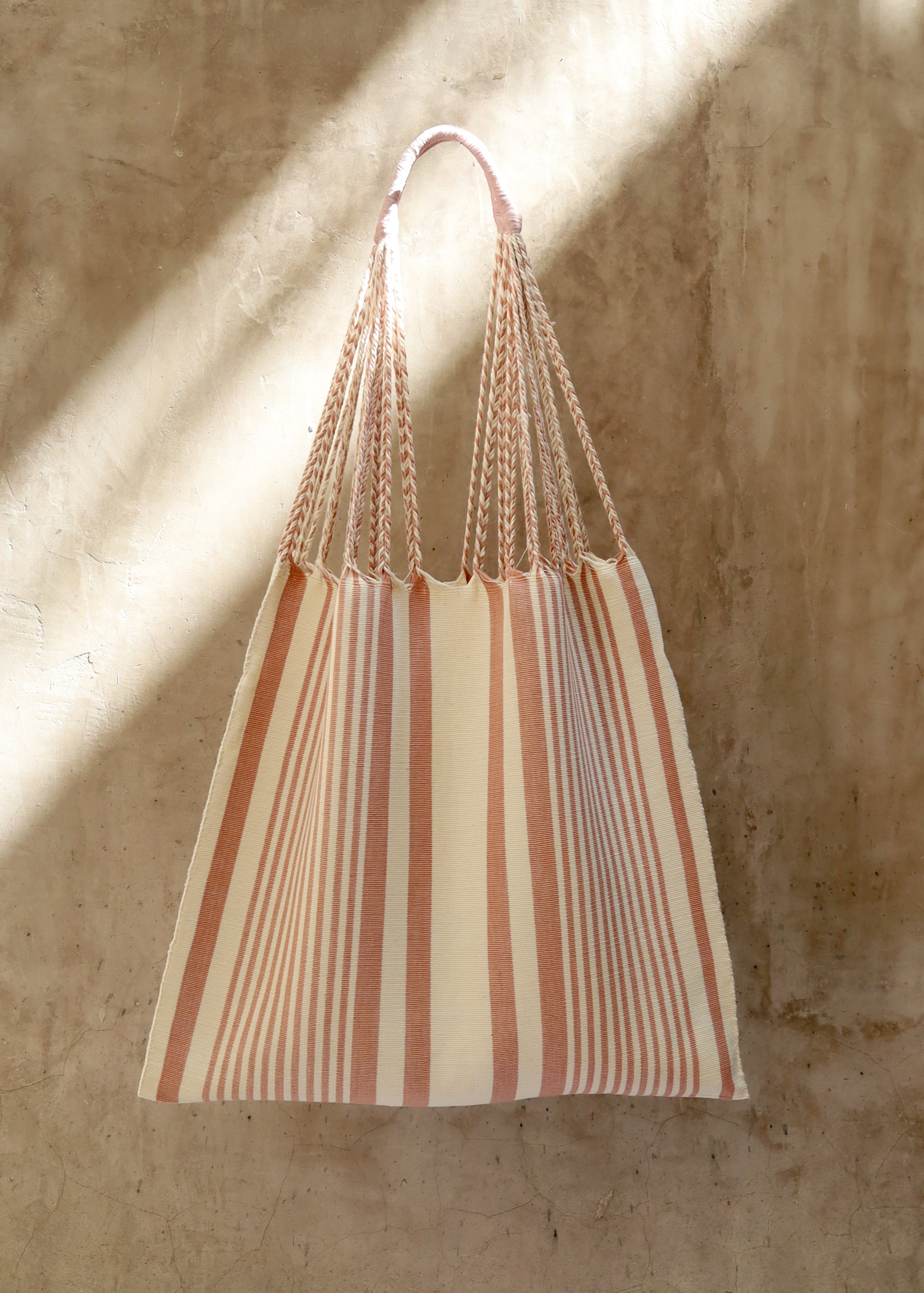 Hand Woven - Las Rayas Tote - K'un-tzoh- Light Pink