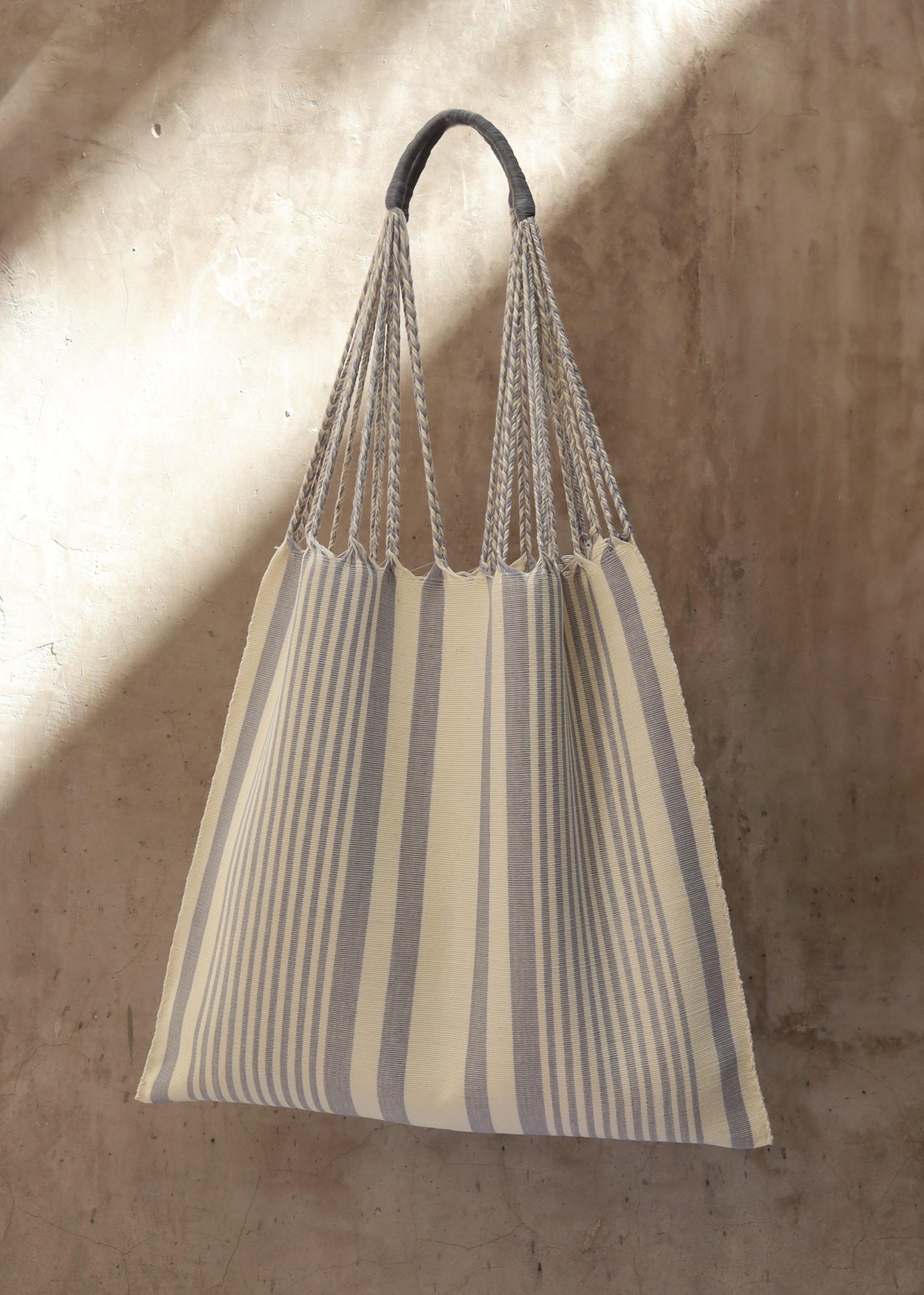 Hand Woven - Las Rayas Tote - Grey Stripe