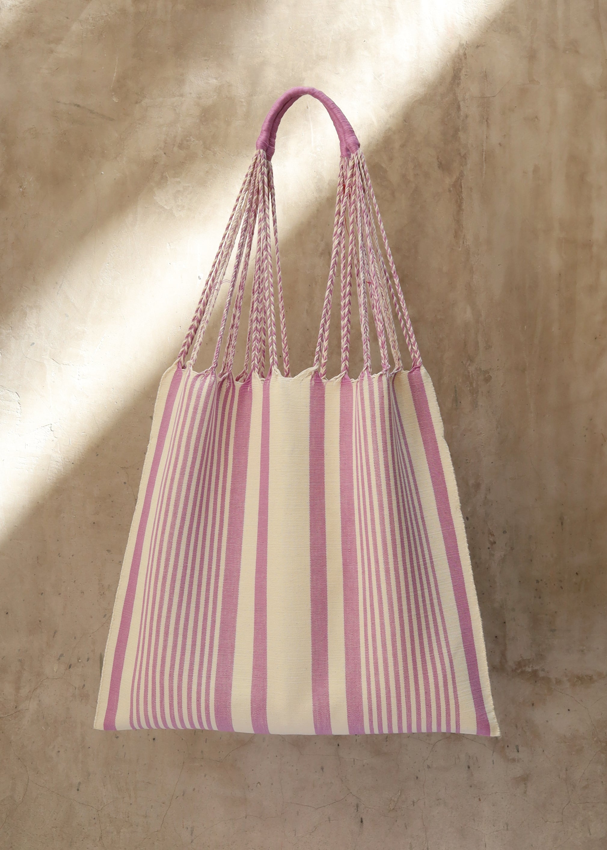 Hand Woven - Las Rayas Tote - tzoj - Pink Stripe