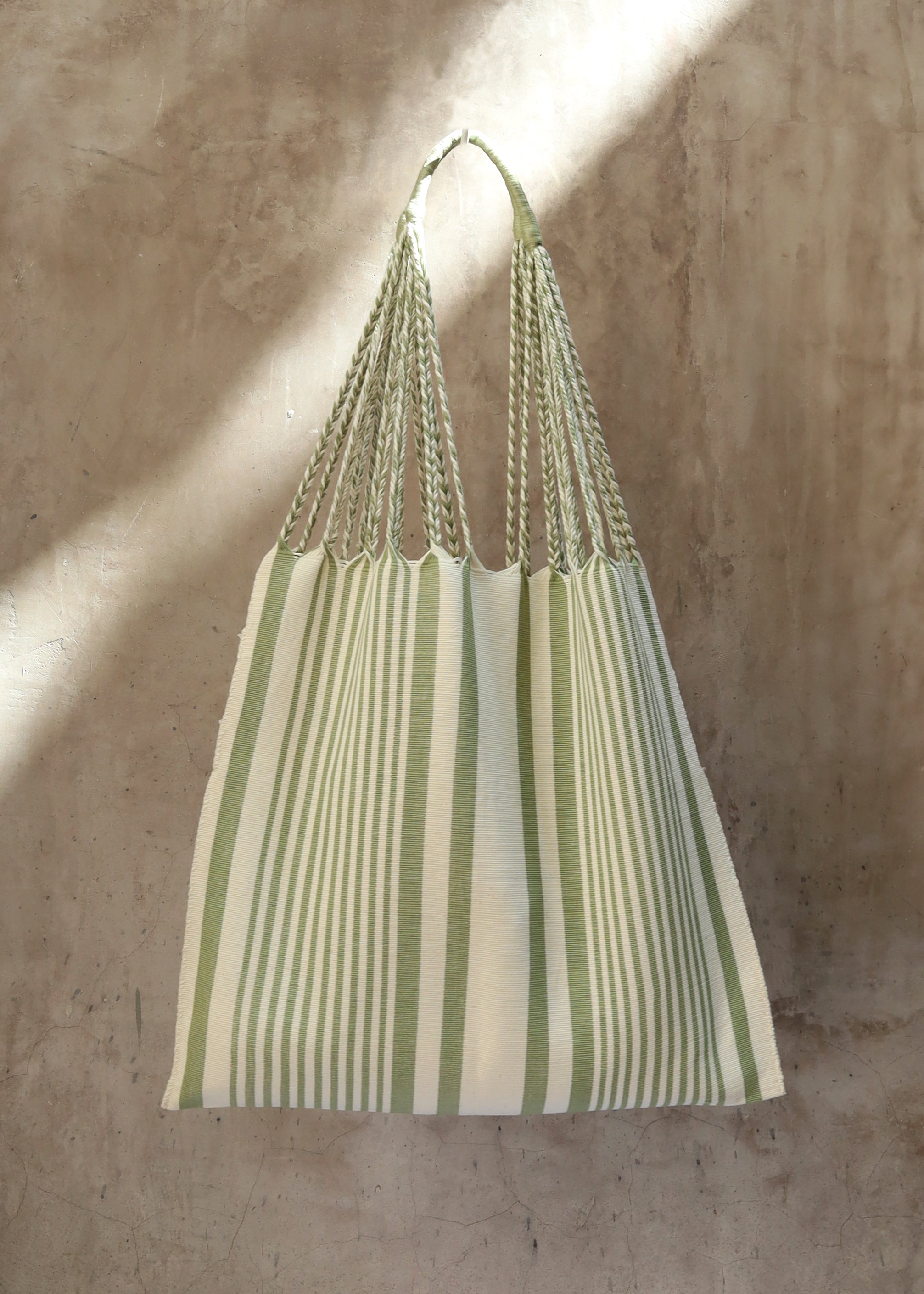 Hand Woven - Las Rayas Tote - Sage Stripe