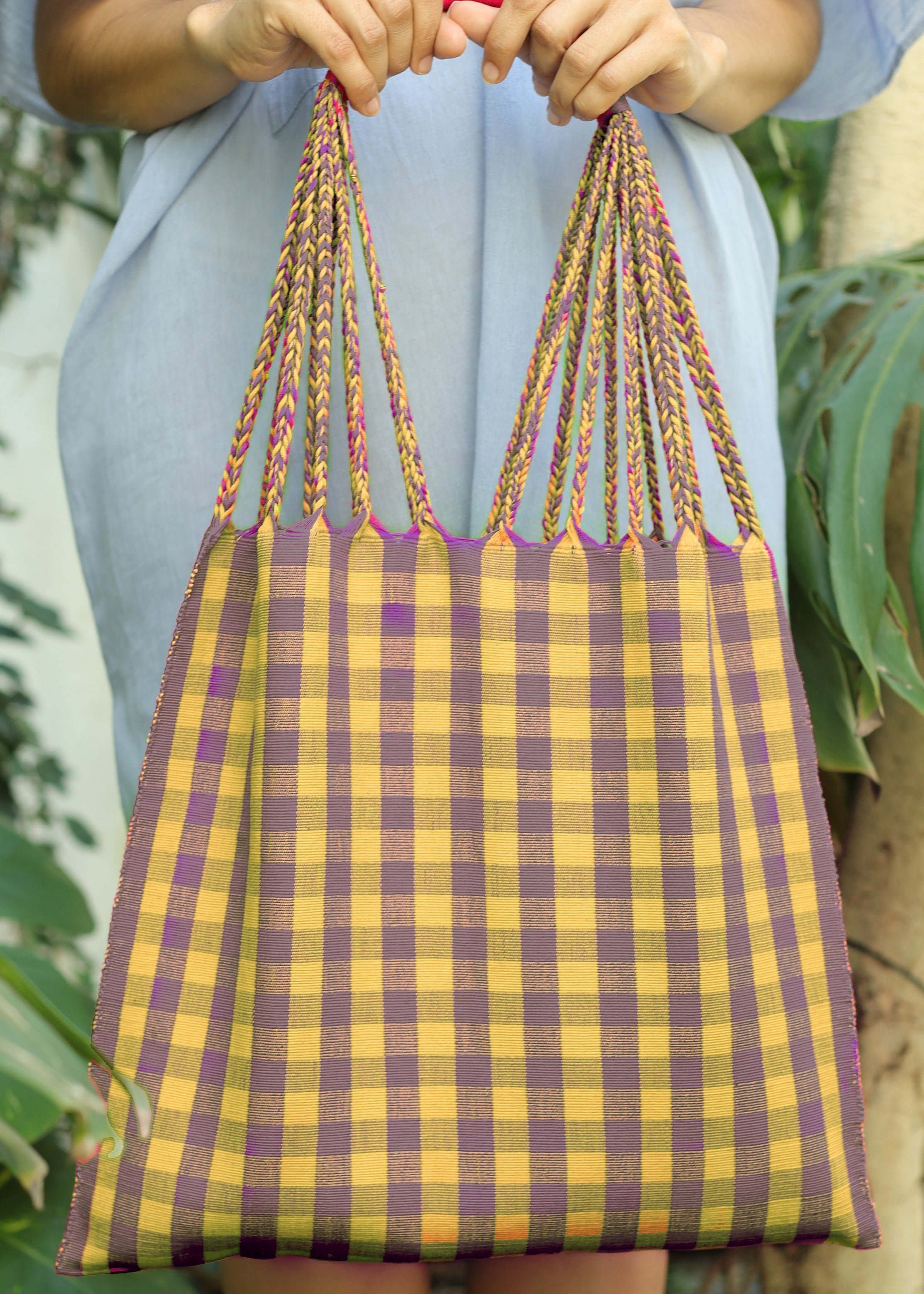Hand Woven - Las Rayas Tote - Muted Gingham