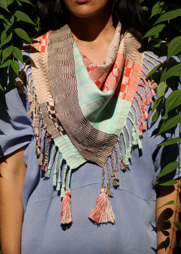 Hand Woven Cotton Scarf - Pistache