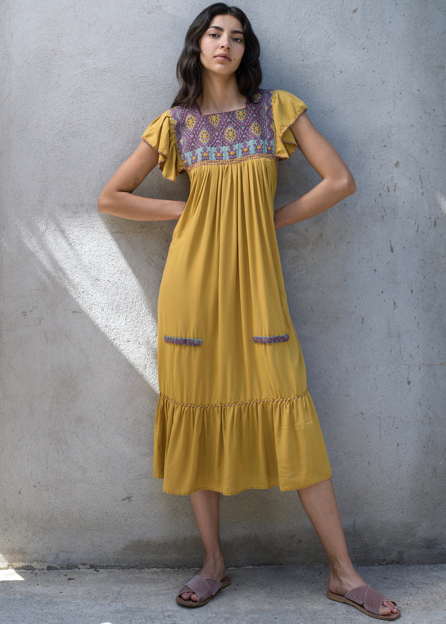 El Quetzal Dress - Gold