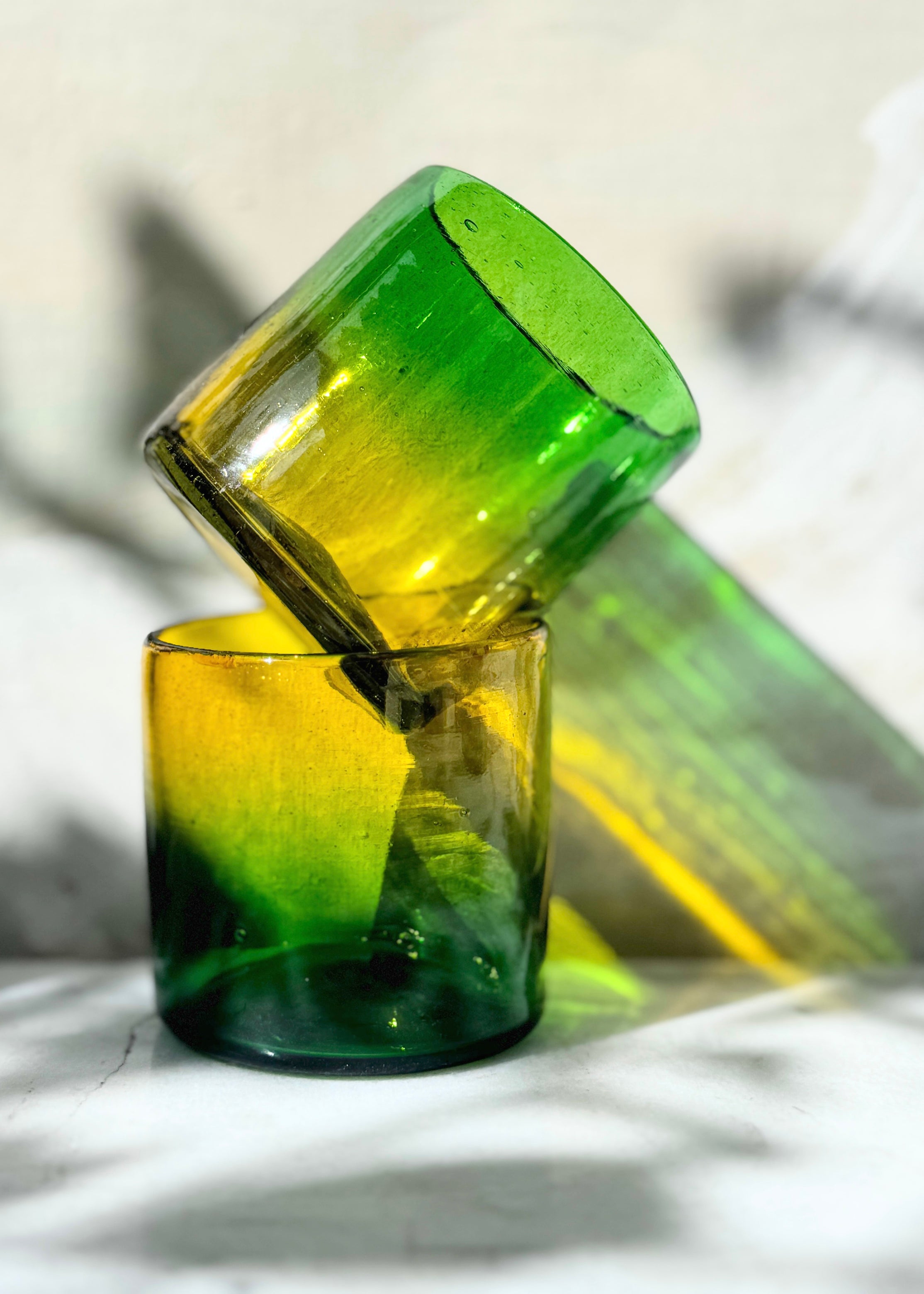 Verdarillo Glass - Set of 2 - Hand blown - 2 Sizes