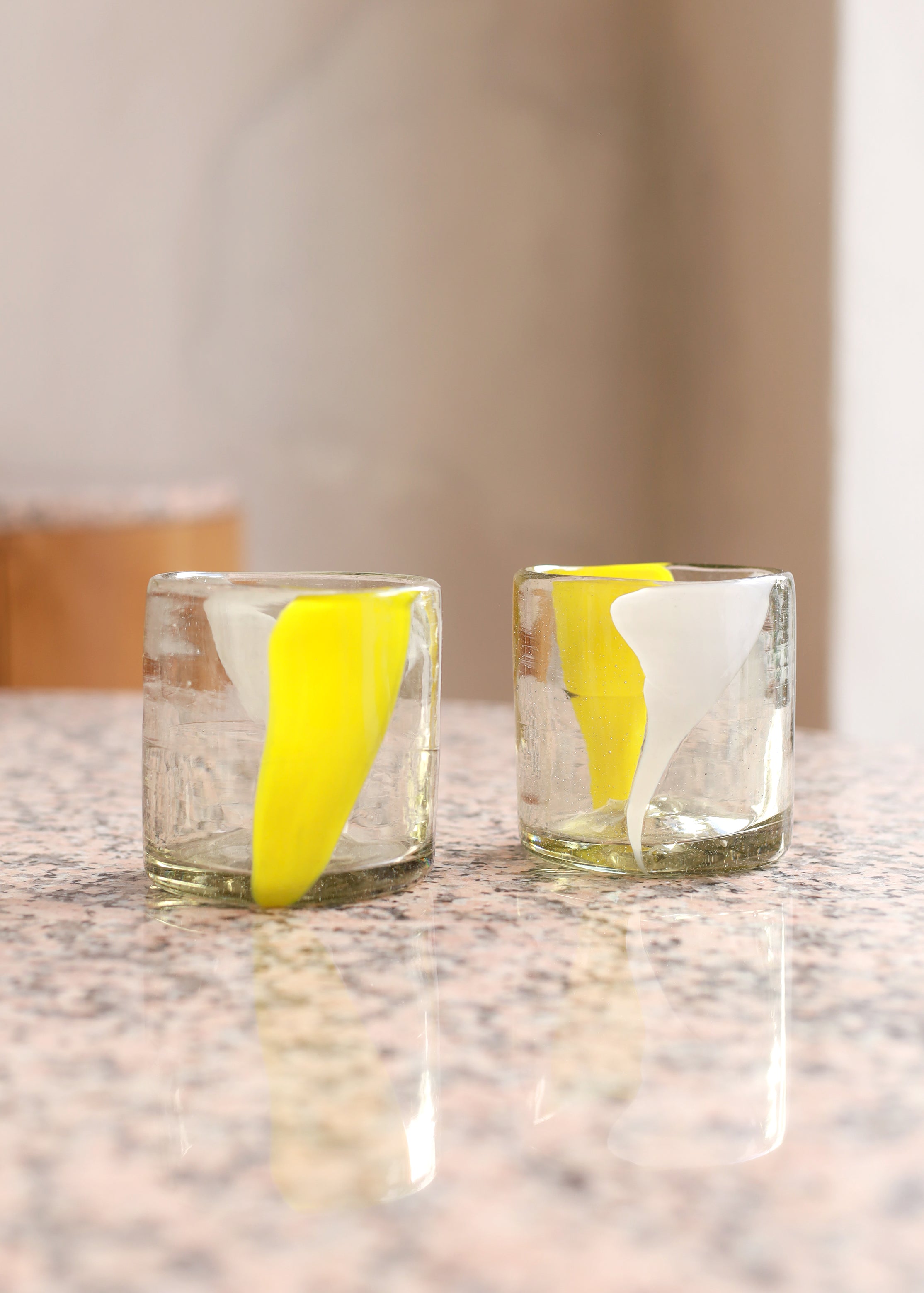 Hand Blown - Amarillo Glass Tumbler - Green - 8 ounces - 250 ml