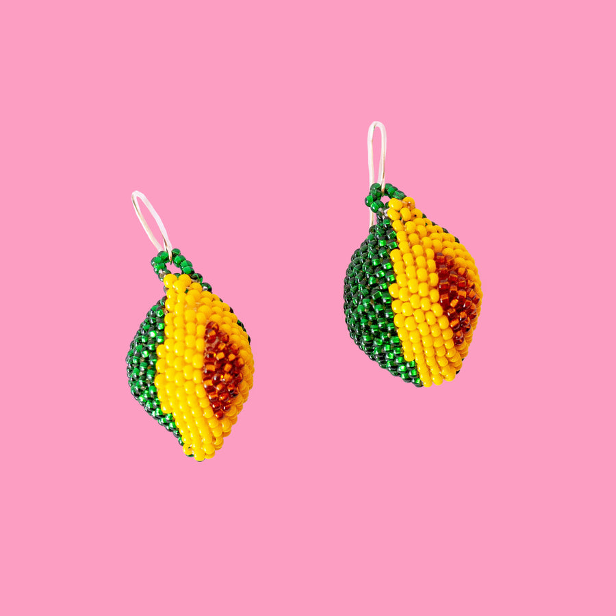 Beaded Avocado Earrings