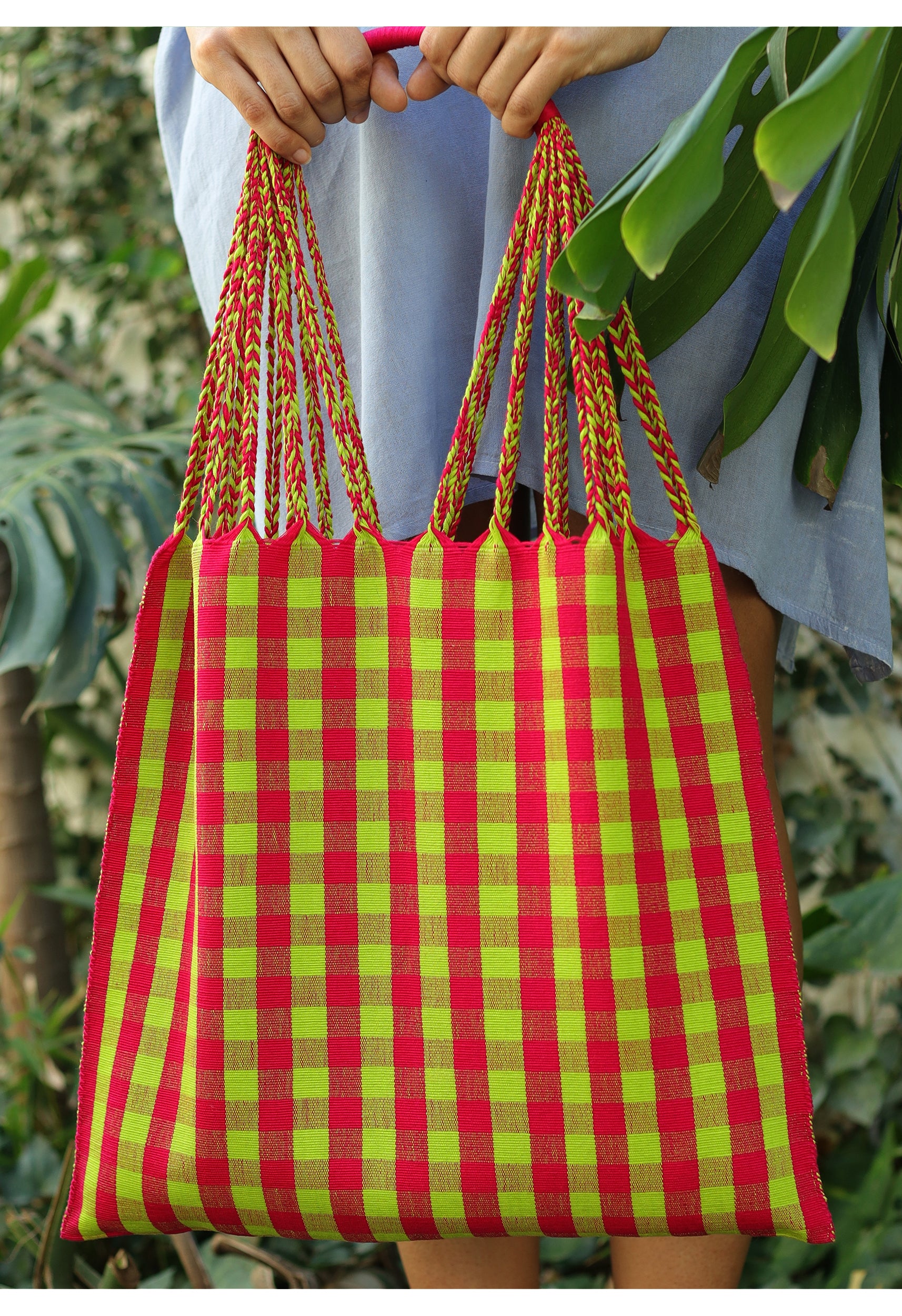 Hand Woven - Las Rayas Tote - Bright Gingham