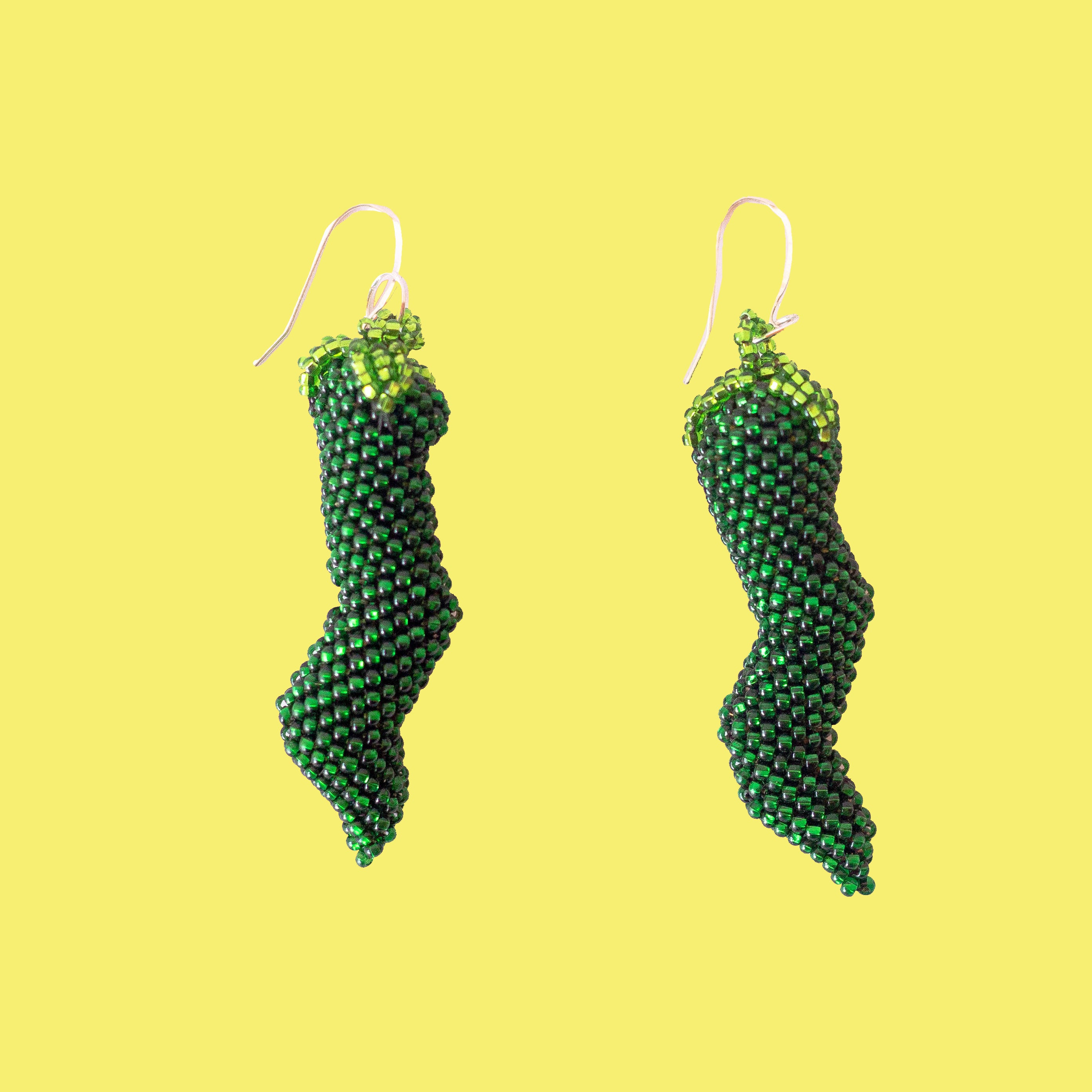 Indigenous - Maya Made -Beaded Green Chile Earrings