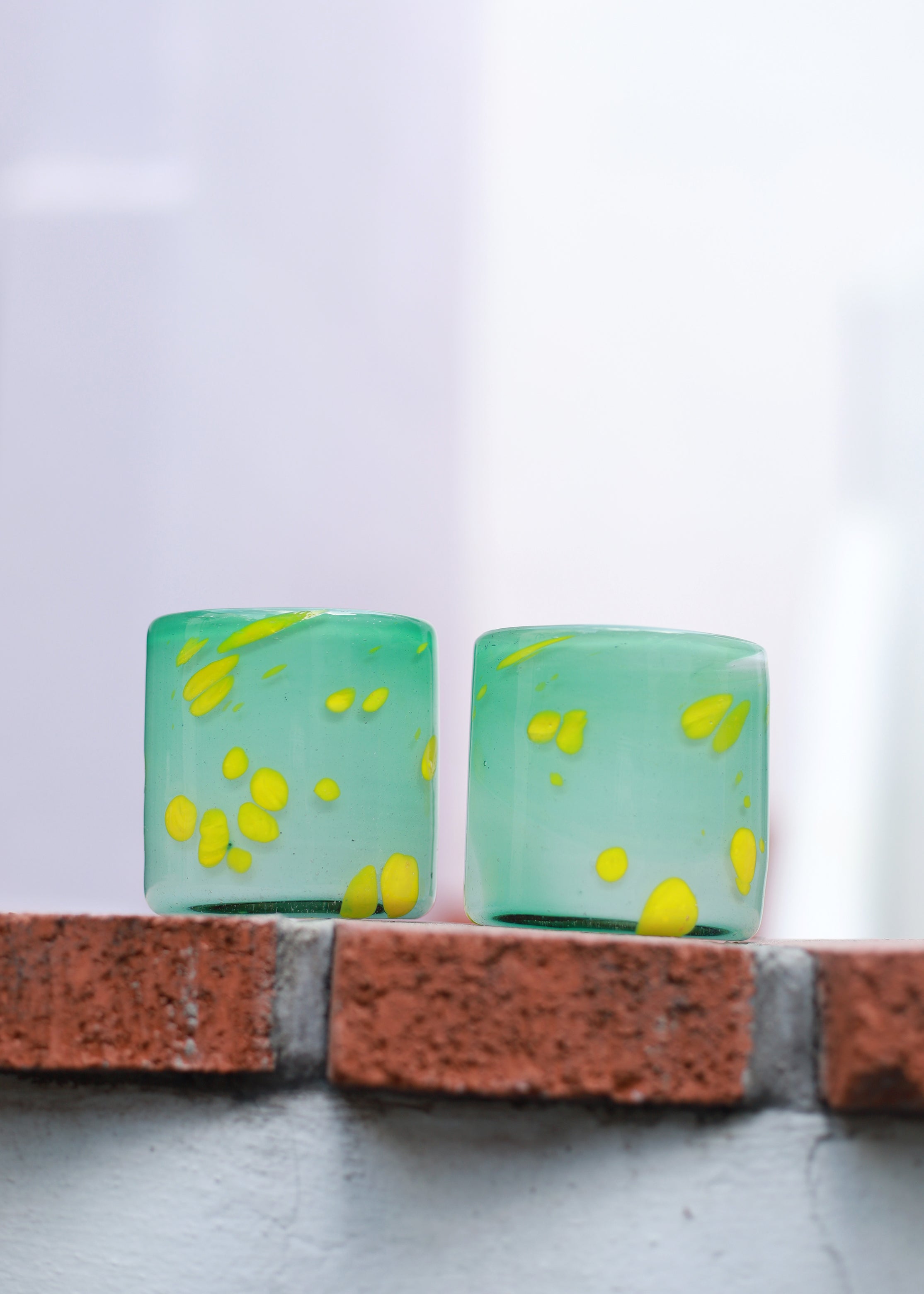 Hand Blown - Estrella Glass Tumbler - Green - 8 ounces - 250 ml