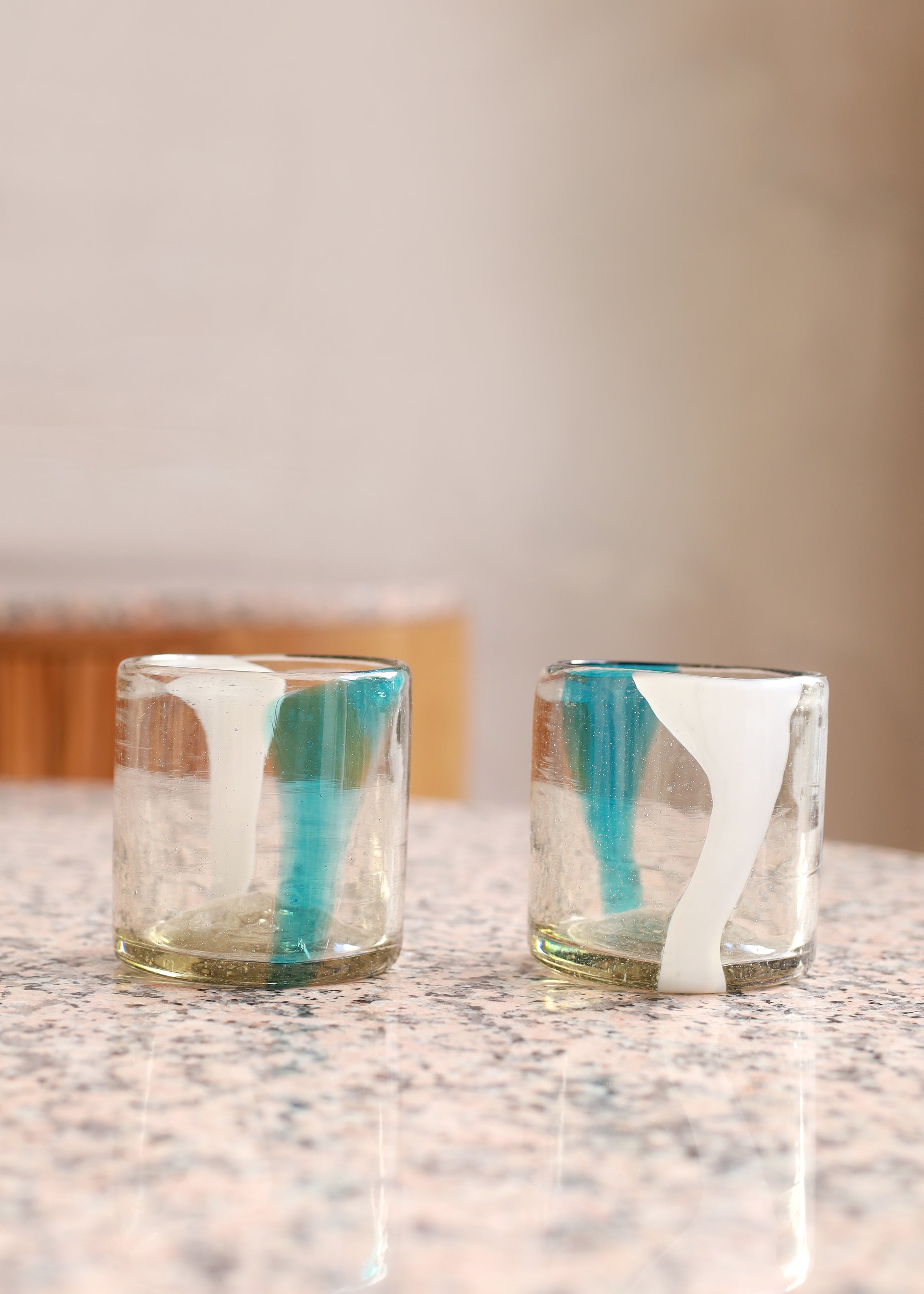 Hand Blown - Turquesa Glass Tumbler - 8 ounces - 250 ml