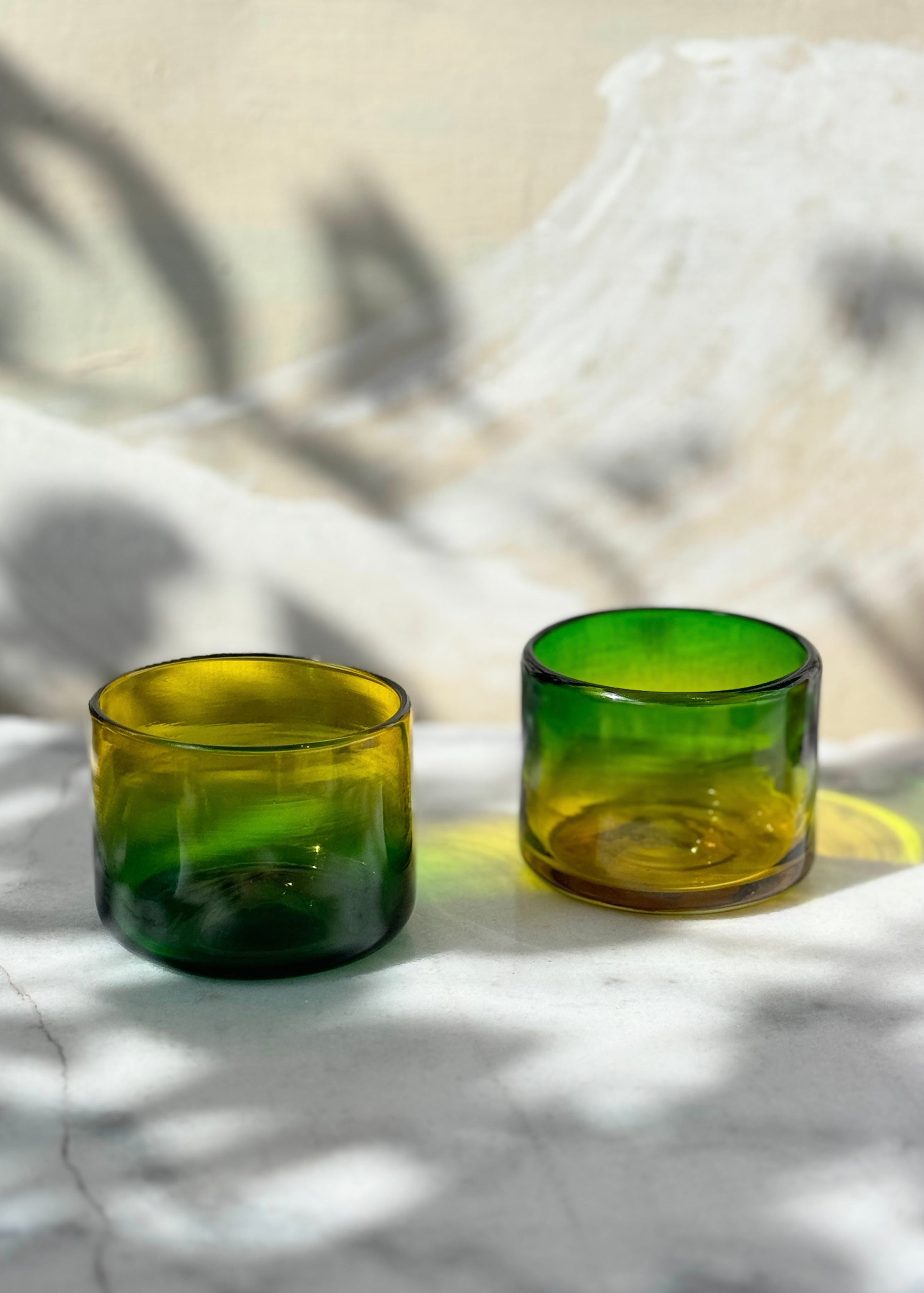 Verdarillo Glass - Set of 2 - Hand blown - 2 Sizes