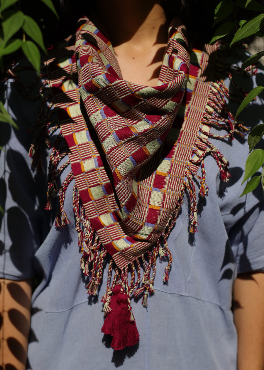 Hand Woven Cotton Scarf - Vino