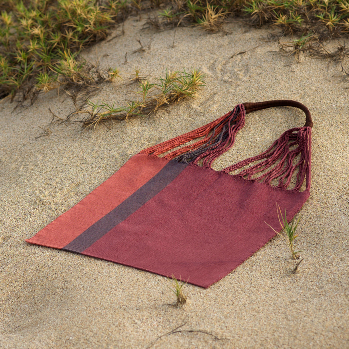 Hand Woven - Las Rayas Tote - Palo de Rosa / Terracotta