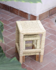 Set of 2 Woven Palm Stools