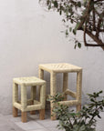 Set of 2 Woven Palm Stools