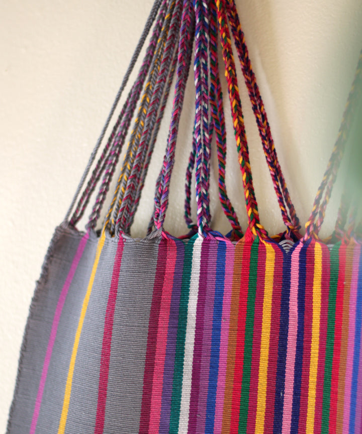 Las Rayas Tote - Grey with Rainbow Stripe
