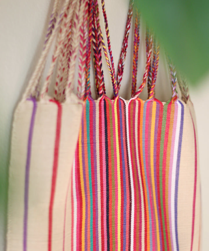 Las Rayas Tote - Natural with Rainbow Stripe